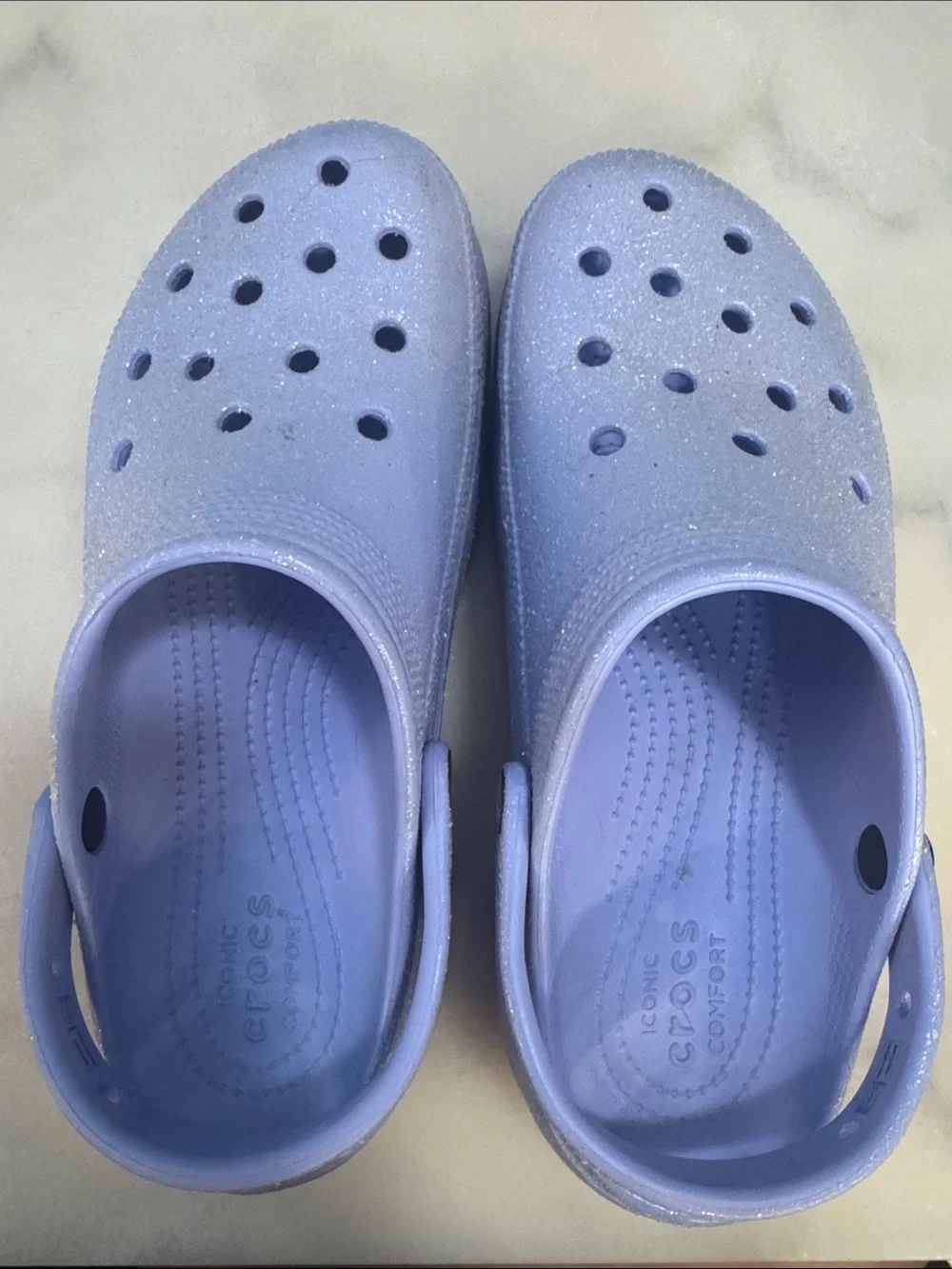 Crocs- lilac/glittery